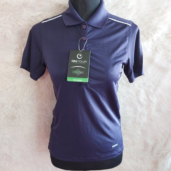 OnTour Web Tech Women's Purple 5 Buttons Polo Short Sleeve Shirt Size XS - Picture 1 of 9